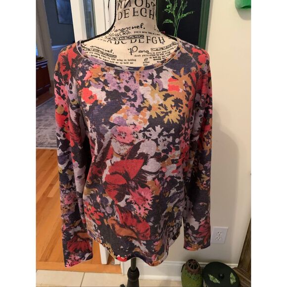 Maeve Anthropologie Kimmie Sweater Gray Floral Long Sleeve Pullover - Picture 8 of 8
